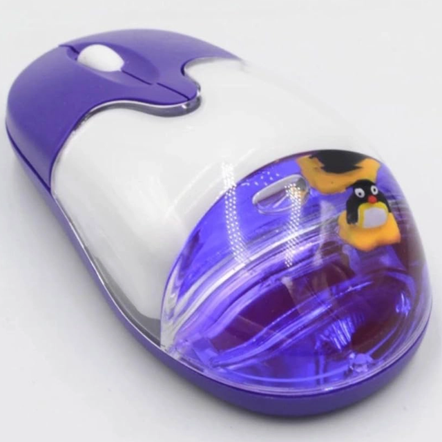 Fashion Cute Cartoon 3D Floater Aqua Liquid Mouse Bluetooth Rechargeable Type C Optical ABS+Acrylic Silk Screen Printed Gift