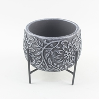 Jardinière de pot de fleur en béton de ciment rond de haute qualité pour la fête du printemps pour une utilisation de balcon d'affaires ou à la maison