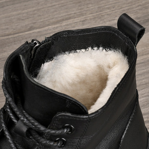 Botas Martin para Hombre, Tobilleras, de Cuero Genuino, Punta Redonda, con Cordones, Suela de Goma, Forro de Piel, Aislantes para Invierno, Uso Casual - Product Image 4