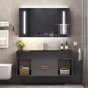 <span class=keywords><strong>Meuble</strong></span> de salle de bain avec tiroir de rangement, luxe, bois massif et dessus en marbre, laque blanche, ensemble de salle de bain - Product Image 5