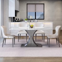 Ensemble de table à manger en pierre moderne, design rectangulaire pliable, pour hôtels et petits appartements, meubles de salle à manger