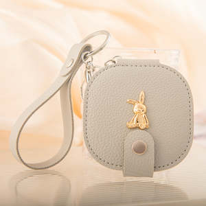 Leather Compact <b>Mirror</b> Keychain Round Double Sided Folding Makeup <b>Mirror</b> Portable With Strap Orange Rounded <b>Square</b> Leather - Product Image 3