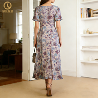 Robe longue décontractée élégante pour femmes, style simple, à boutonnage simple, vêtements en gros, tissés, imprimés, naturels