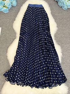 <span class=keywords><strong>Jupe</strong></span> plissée classique à pois, style français, polyvalente, taille haute, coupe trapèze, longueur mi-<span class=keywords><strong>longue</strong></span> - Product Image 3