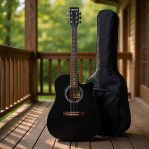   Guitarra Acústica Cutaway de 41 Pulgadas con Acabado Negro, Paquete para Principiantes con Funda, para Adultos, Mástil de Arce, Diapasón de Palisandro, 6 Cuerdas - Product Image 2