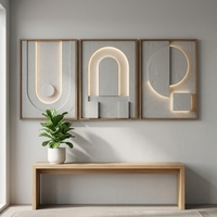 JZ Art mural suspendu abstrait 3D Art déco moderne de luxe en grès et LED, avec cadre en métal noir pour bureau, salon, chambre