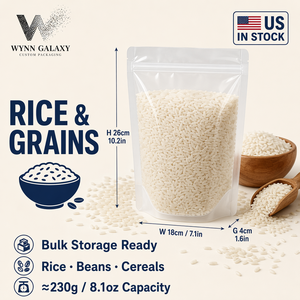 Fast Ship USA Clear Laminated Stand Pouch 18*26*4cm 7.1*10.2*1.6in <b>Zip</b> <b>Lock</b> Resealable Transparent Rice Grain Coffee Nut <b>Bag</b> - Product Image 1