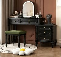 Table de toilette médiévale en bois massif, table de toilette française couleur crème pour chambre à coucher, bureau de maquillage moderne extensible