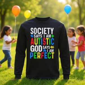 Camiseta de manga larga de la Sociedad de Concienciación sobre el Autismo con la frase 'Digo que soy autista' - Product Image 3