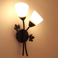 Applique murale post-moderne pour couloir, chambre à coucher, chevet, style américain, en verre, double tête E27, noir et or, pour hôtel