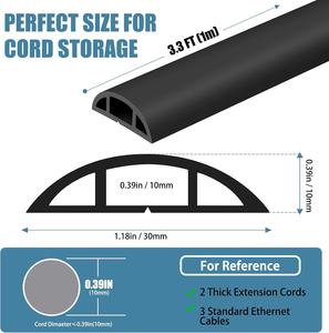 Gaine de câble de sol en PVC flexible autocollante 1m pour bureau et concert, empêche les risques de piégeage, fabriqué en Chine - Product Image 2