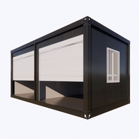 Maison conteneur préfabriquée à deux étages en acier noir à faible coût, unités de 20/40 pieds, isolée thermiquement et étanche, garage habitable