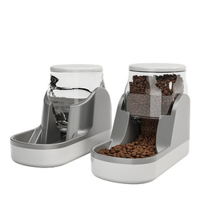 Comedero automático para mascotas, dispensador de comida y agua de plástico de doble función, diseño redondeado simple, color sólido - Product Image 3