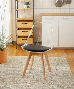 Dossier de chaise domestique Transparent bjflamingo, <span class=keywords><strong>pieds</strong></span> en <span class=keywords><strong>bois</strong></span> en plastique, chaise - Product Image 4