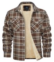 Veste coupe-vent décontractée pour homme en flanelle et polaire, à carreaux, avec boutons, style cargo, épaisse, pour l'hiver