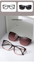 Lunettes de soleil polarisées UV400 anti-lumière bleue pour femmes avec clip magnétique pour la conduite, monture 81803-2