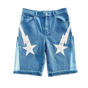 Shorts vintage pour hommes Short en jean vieilli Applique Broderie Vintage Streetwear Baggy Lavage à l'acide Jeans Shorts pour hommes - Product Image 6