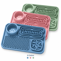 Grand tapis de léchage et d'alimentation lente en silicone pour chien, tapis de léchage pour animaux de compagnie avec bol intégré