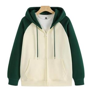 Venta al por mayor de gran tamaño peso pesado en blanco Zip up Hoodie personalizado de alta calidad 100% algodón Tallas grandes Unisex manga raglán cremallera sudaderas con capucha - Product Image 5