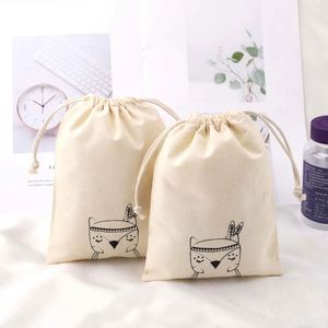 Custom Logo Printed Eco-Friendly <b>Reusable</b> Cotton Linen Drawstring <b>Bag</b> Personalized Small Fabric Shopping <b>Bags</b> - Product Image 4