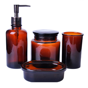 Set da Bagno di Lusso in Vetro: Dispenser Sapone, <span class=keywords><strong>Portasapone</strong></span>, <span class=keywords><strong>Portaspazzolino</strong></span> - Product Image 1