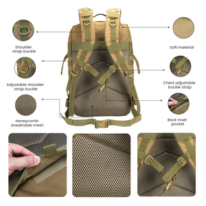 LUPU Tactical <b>Backpack</b> 36-56L Nylon Molle System Outdoor Unisex Softback Zipper Closure Black Green <b>Khaki</b> - Product Image 4