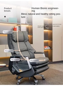 Sedia da Ufficio Direzionale Moderna di Alta Gamma in Pelle con Funzione Massaggio, Altezza Regolabile, Base Girevole - Computer Multifunzionale di Lusso - Product Image 4