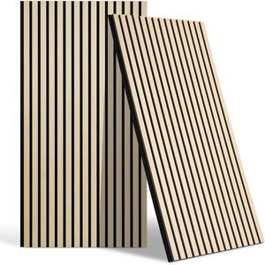Paneles Acústicos de Listones de Madera de Roble Blanco, Paneles Absorbentes de Sonido Akupanel con Revestimiento de Fieltro PET para Cine en Casa, Oficina, Estudio - Product Image 1