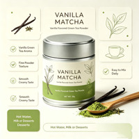 Poudre de thé vert matcha de qualité cérémonielle, marque privée, prix de gros OEM, matcha vanille en boîte de conserve 30g 3A-6A