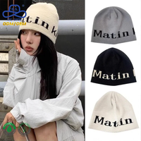 BAE SHIOW Bonnet tricoté personnalisé à lettres en relief, effet cachemire crème, chapeau d'hiver pour femme, minimaliste, vente en gros OEM