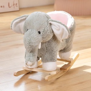 Cheval à bascule en peluche pour bébé de 6 à 24 mois, animal en peluche gris rose, cheval à bascule éléphant - Product Image 2