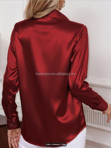 Spring/Summer Casual Fashion Plain Dyed <b>Blouse</b> Professional Breasted <b>Satin</b> Shirts Women's gold <b>Satin</b> <b>Blouse</b> Long Sleeve - Product Image 6