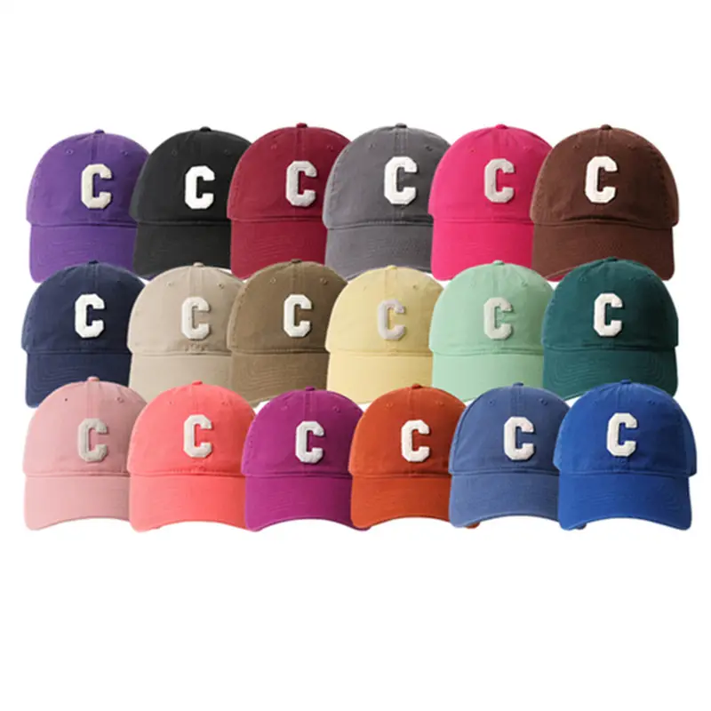 WH2020 Candy Colour Plain Denim Cotton Women Lady Outdoor Sports Cap Baseball Caps Hat with Letter C