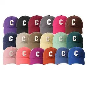 WH2020 Candy Color Plain Denim Baumwolle Frauen Lady Outdoor Sports Cap Baseball Caps Hut mit Buchstaben C.