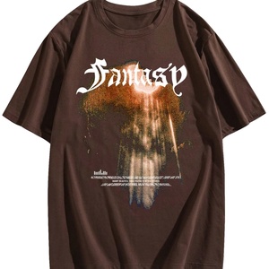 Men's Oversized 100% Cotton Round Neck T-Shirt Short Sleeve Letter Print Graphic Summer Tops Light Knitted Fabric - Product Image 6