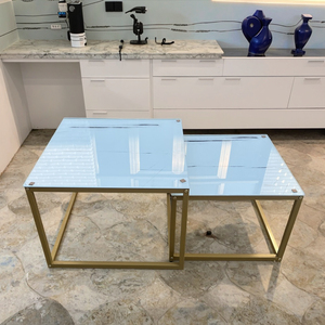 Juego de Mesa de Centro Moderno Europeo de Dos Piezas, Cuadrado, con Patrón de Mármol, para Hogar u Oficina - Product Image 3