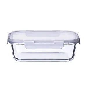 High Quality Airtight Glass Meal Prep Containers Food Storage Container Set Microwave Glass Lunch Box With BPA Free Lid