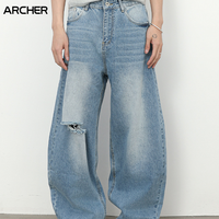 Jeans déchirés personnalisés style Hip Hop, décontractés, coupe large, délavés, amples, droits, cargo, pour hommes et femmes