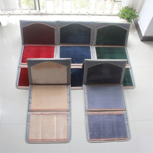 Katlanabilir Sırtlıklı Müslüman Seccadesi Seyahat İçin İslami Namaz Halısı - Product Image 2