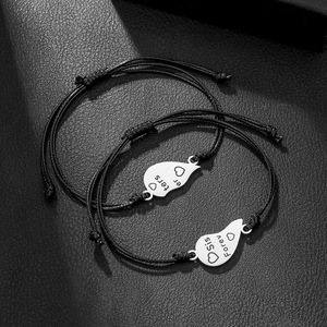 Heart-Shaped Braided <b>Bracelet</b> Stainless Steel Adjustable Wrist <b>Rope</b> Gift Jewelry for Friends and Lovers - Product Image 3