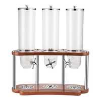 Buffet Traiteur de Luxe Triple Distributeur de Céréales Conteneur Distributeur de Céréales pour Aliments Secs avec Support en Bois