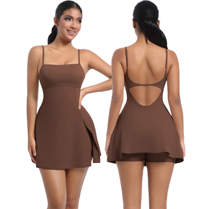 Logotipo personalizado señoras Sexy acolchado falda de tenis correas ajustables hueco espalda dividida Golf vestido deporte bádminton desgaste - Product Image 2