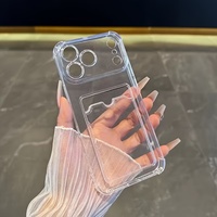 Coque de protection transparente en TPU durable avec fente pour cartes pour iPhone séries 17/16/15/14/13/12/11 – Housse arrière transparente anti-chute