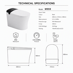 Inodoro Inteligente de Alta Gama con Bidé Integrado, Asiento con Calefacción, Drenaje en Forma de S, Control Remoto, Diseño Cerámico Minimalista M959 - Product Image 6