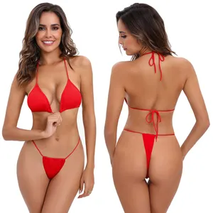 Conjunto de biquínis de praia feminino de duas peças, mini biquínis flexíveis, roupa de banho sexy extrema, novidade de 2024, novidade para meninas