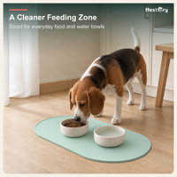 Tapis de Nourrissage Carré Moderne de Luxe en Silicone pour Animaux de Compagnie, Antidérapant, Imperméable, Adhésif, Motif Uni, Style Simple pour Chiens et Chats