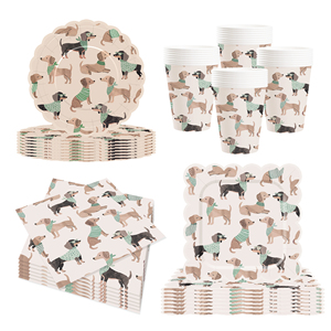 Décorations de fête d'anniversaire pour chien DAMAI, ensemble de vaisselle pour chiot, assiettes, gobelets, serviettes, thème chien pour les fêtes sur le thème des pattes, pour 8 personnes - Product Image 3