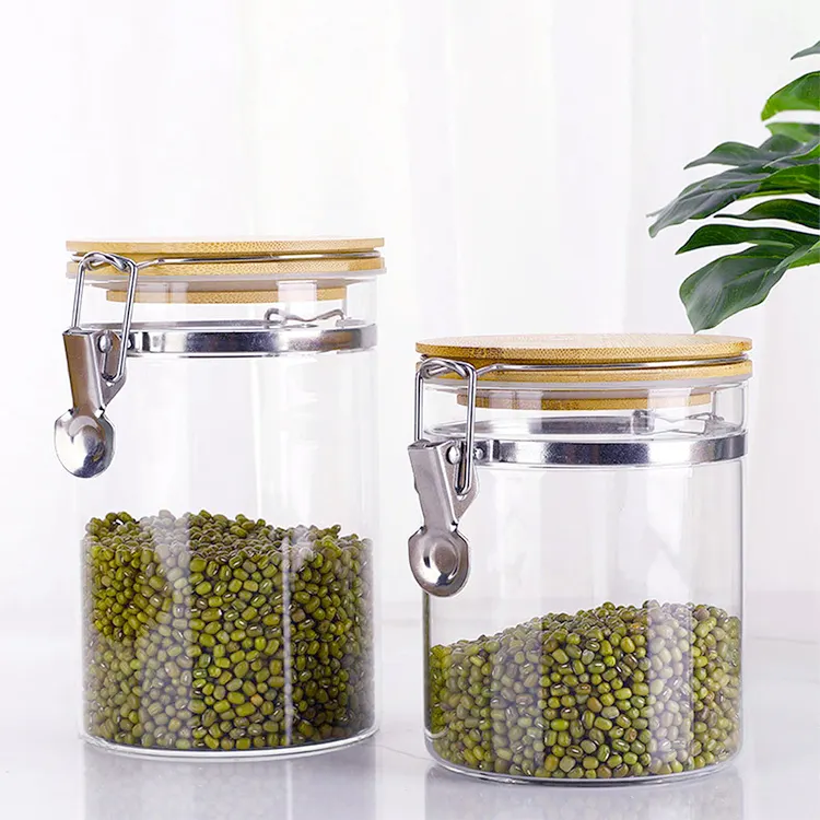 Eco Friendly Airtight Borosilicate Cookie Candy Honey Food Glass Storage Jar With Wire Clip Lid