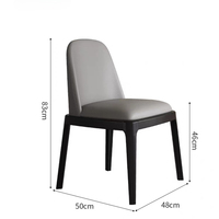 Chaise d'appoint nordique en bois massif, chaise de salle à manger sans accoudoirs avec dossier rembourré en simili cuir imperméable pour salle à manger