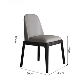 Silla auxiliar de comedor nórdica de madera maciza, silla de comedor sin brazos con respaldo sólido tapizado en piel sintética impermeable para comedor - Product Image 6